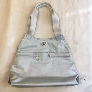 Baggallini Purse, Silver Nylon Shoulder Bag